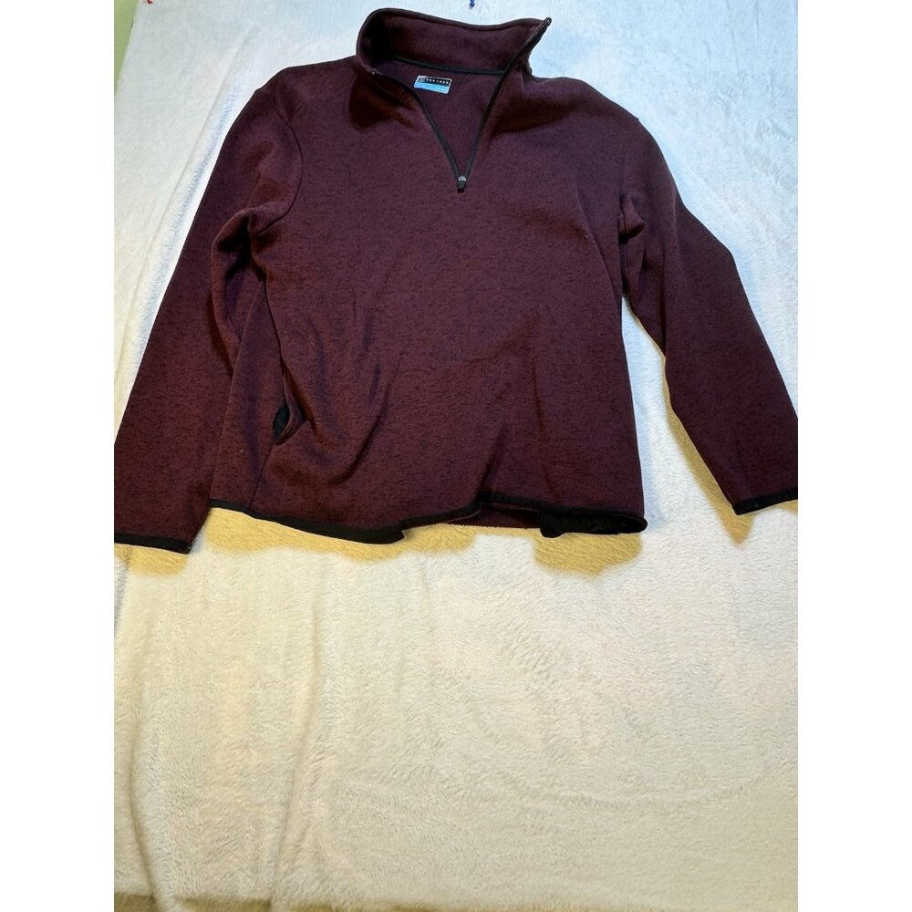 PGA Tour Sweater Men Large Maroon 1/4 Zip Collared Fleece Line Pullover Golf Euc